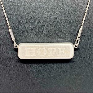 KATE Forty Eight HOPE Bar Pendant Silver Necklace 18"